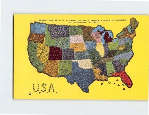 Postcard Button Map Of U. S. A. Exhibit In The Lightner Museum Of Hobbies, FL