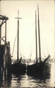 Publ in Boothbay Harbor - Boats at Dock Fredonian & Susie B Real Photo Postcard