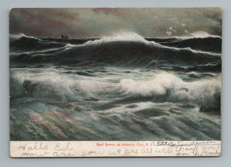 Surf Atlantic City New Jersey 1900s Vintage Postcard 