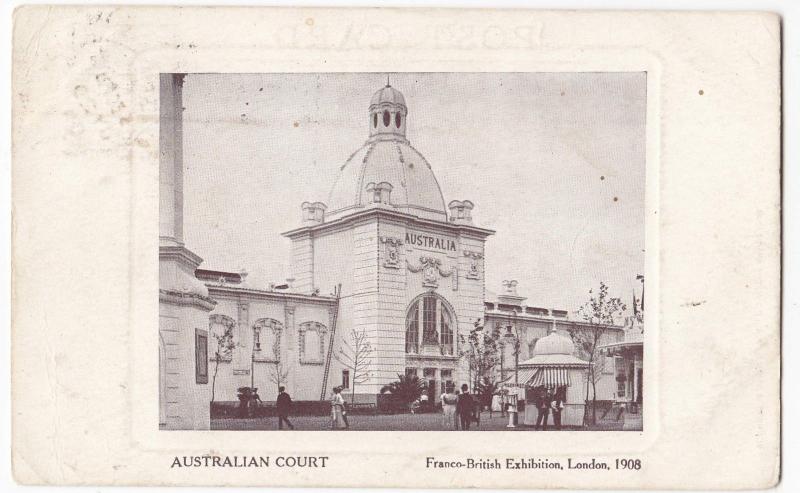 Australian Court, Franco British Exhibition 1908 PPC, By Bonnet & Shum, 1909 PMK 