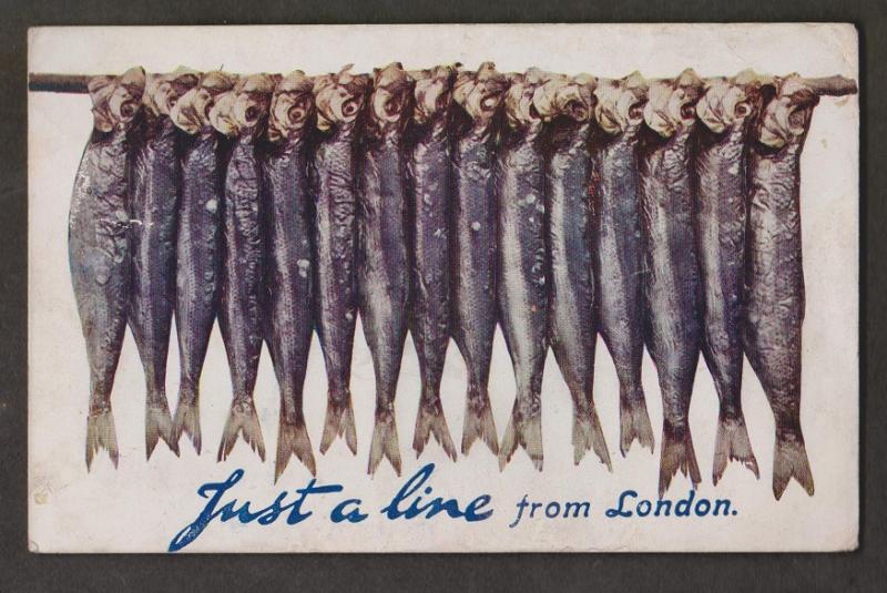 Just A Line From London - Fishing - Printed In UK - Used 1918 - Some Wear