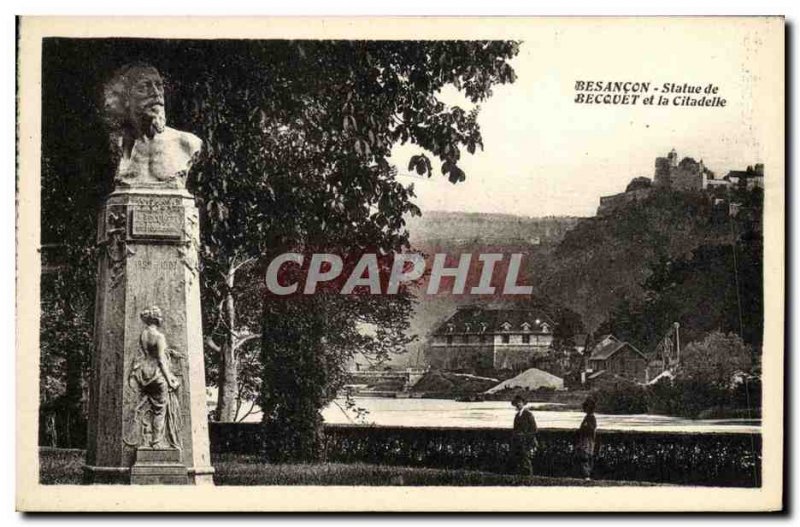 Old Postcard Besancon Statue spoiler and the Citadel