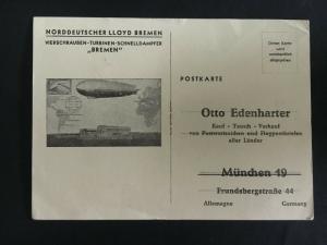 Mint Germany Graf Zeppelin II Picture postcard LZ 130 Lloyd Bremen ship