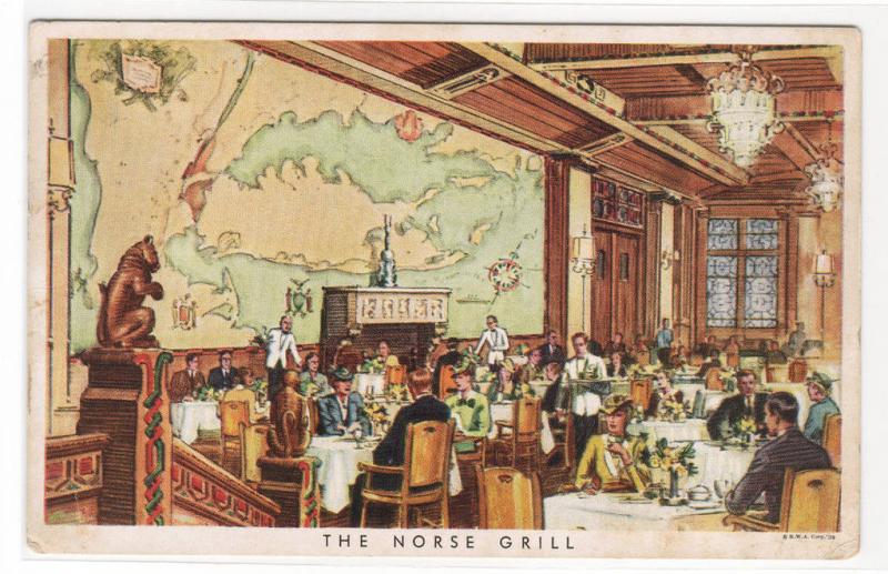 Norse Grill Restaurant Interior Waldof Astoria Hotel New York City postcard