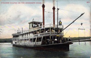 c.'08, Steamer Eclipse On The  Mississippi River, Guttenberg, IA,Old Post Card