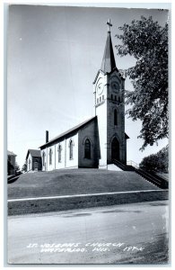 c1940 St. Joseph's Church Chapel Exterior Waterloo Wisconsin RPPC Photo Postcard