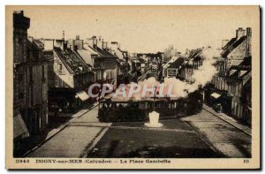 Old Postcard Isigny sur Mer Place Gambetta Train Tram TOP