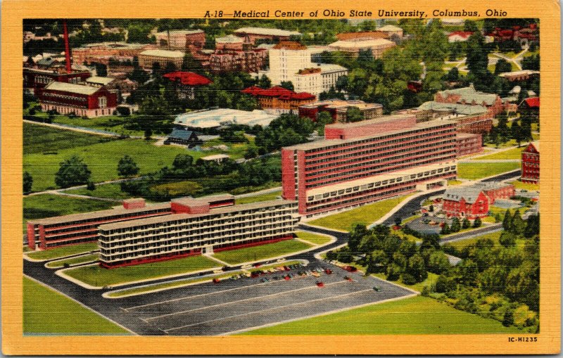 Vtg 1950s Medical Center of Ohio State University Columbus OH Linen Postcard