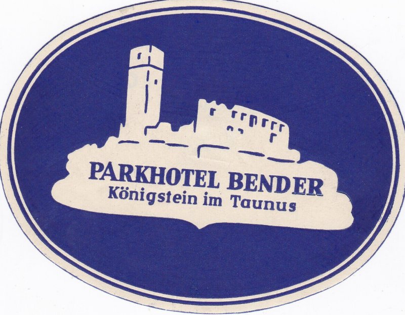 Germany Koenigstein In Taunus Parkhotel Bender Vintage Luggage Label sk2824