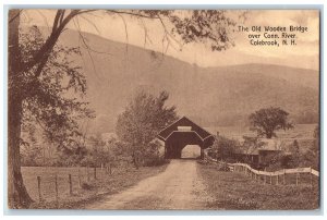 c1940's The Old Wooden Bridge Over Connecticut River Scene Colebrook NH Postcard