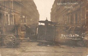 RPPC Street Barricade BERLIN 1920 German Revolution Photo Vintage Postcard