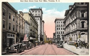 Vintage Postcard East State Street From Post Office Building Trenton New Jersey