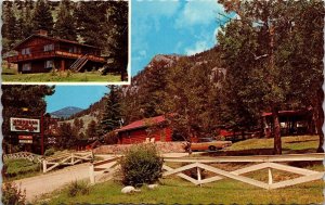 McGregor Mountain Lodge Estes Park Colorado CO Dual View Postcard VTG Old Car 