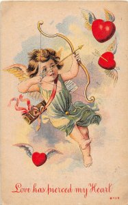 G23/ Valentine's Day Love Holiday Postcard c1910 Cupid Arrow Hearts 20