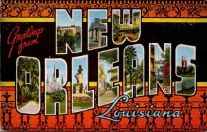 Greetings From New Orleans Louisiana Large Letter Linen