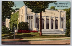 Chautauqua New York~Front of Norton Memorial Hall~Vintage Linen Postcard