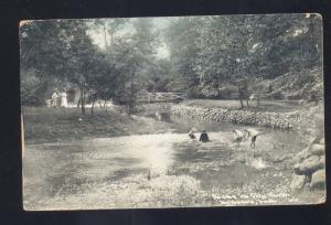 KOKOMO INDIANA SCENE IN CITY PARK FISHING SWIMMING BRIDGE VINTAGE POSTCARD