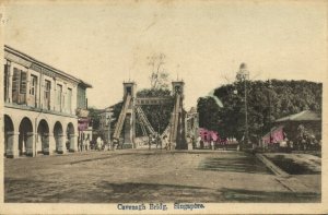 singapore, SINGAPORE, Cavenagh Bridge (1910s) Postcard