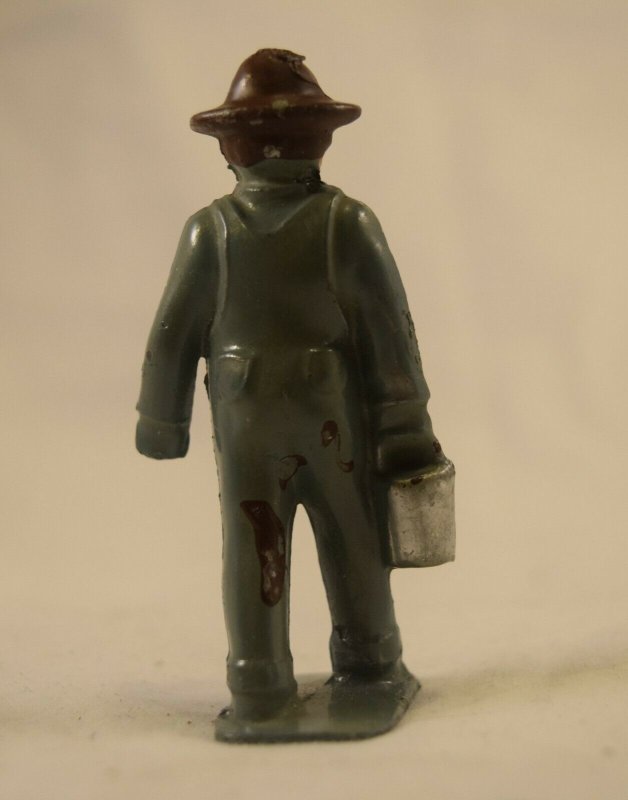 AE-137 Toy Farmer Man, Cast Metal Gray Color, 2.75x1.0=inches Vintage