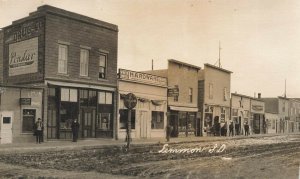 Lemmon SD Hardware Store Storefronts Dirt Street Real Photo Postcard