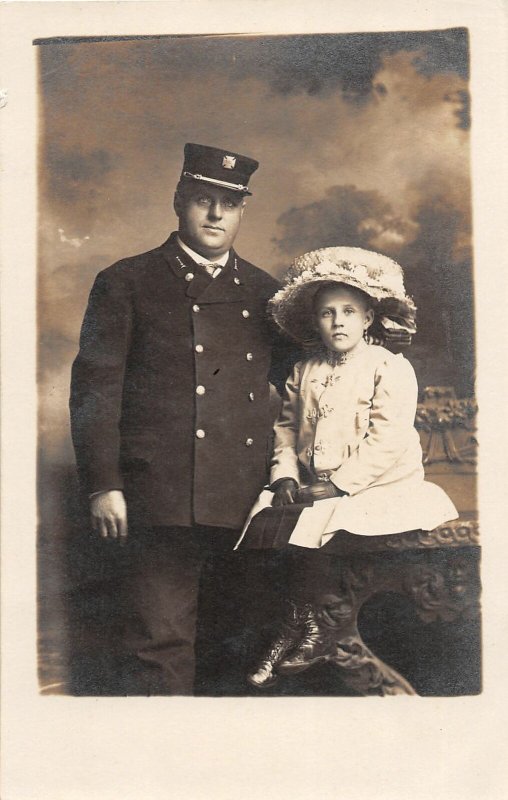 F80/ St Paul Minnesota RPPC Postcard c1910 Fireman Uniform Child