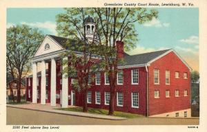 LEWISBURG, WV West Virginia  GREENBRIER COUNTY COURT HOUSE  c1940's Postcard