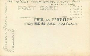 Germany Graves couch 1919 Soisons France RPPC Photo Postcard WW! Military 2655