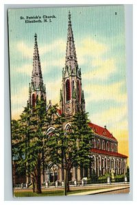 Vintage 1940's Postcard St. Patrick's Catholic Church Elizabeth New Jersey