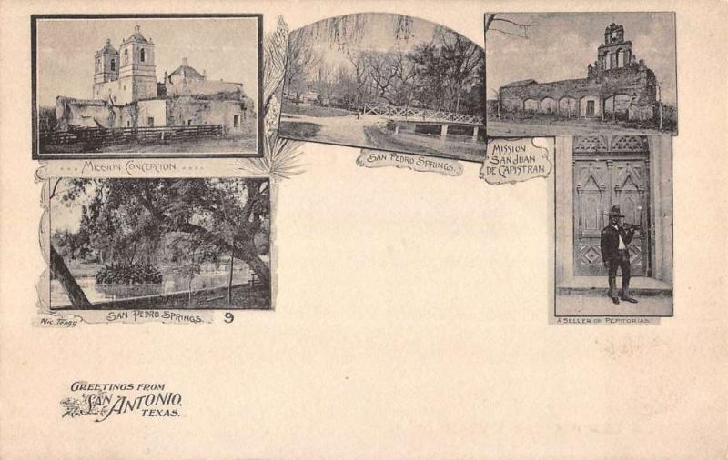 San Antonio Texas City Scene Multiview Antique Postcard K104299