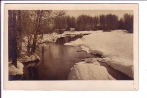 Real Photo, River Half Frozen with Winter Snow