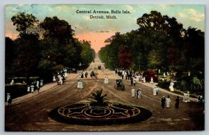 Central Ave.  Belle Isle  Detroit   Michigan   Postcard   1914