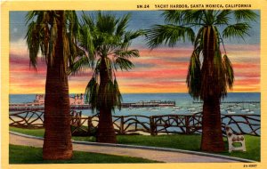 Santa Monica, California - The Yacht Harbor in Sunset - c1940