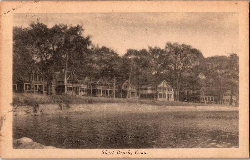 View of Waterfront Cottages, Short Beach CT c1922 Vintage Postcard M79