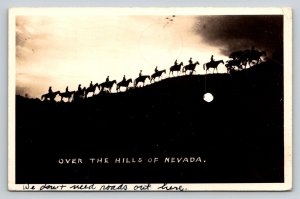 RPPC  1945  Over the Hills of Reno Nevada    Cowboys on Horses  Postcard
