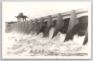 Columbia River OR Close-Up Spillway Dam Bonneville Real Photo Postcard C44