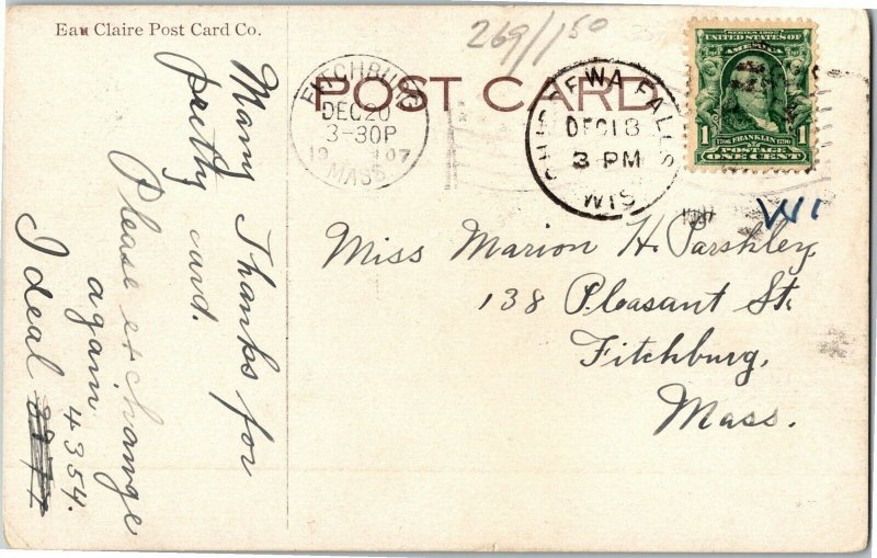 New High School, Chippewa Falls WI c1907 Vintage Postcard J28