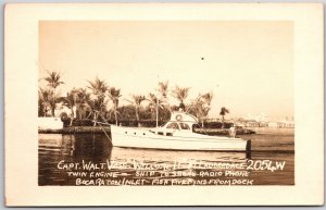 Boat Anso Ported at Ocean City Maryland Real Photo Vocation Inlet Fishi Postcard