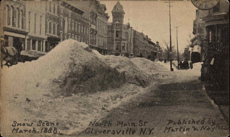 Gloversville New York NY North Main Street High Snow Banks c1910 Postcard