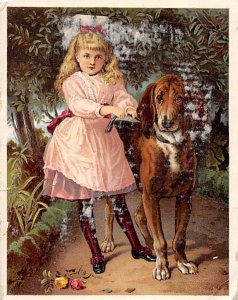 Approx. Size: 3.75 x 4.75 Girl with her dog  Late 1800's Tradecard Non  