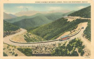 Texas Scenic Highway Between Laredo & Monterey Mexico, Aerial,  Linen Postcard