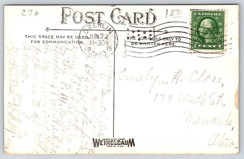 Oberlin Ohio~Carnegie Library~1915 B&W Postcard