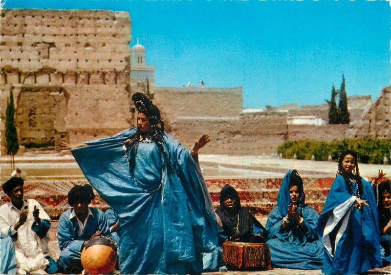 Postcard Africa native ethnic morocco  folklore ritual guedra dancers