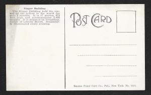 Singer Building New York NY unused c1910s