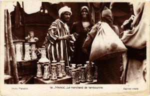 PC CPA MOROCCO, FLANDRIN 72, LE MARCHAND, VINTAGE REAL PHOTO POSTCARD (b12150)