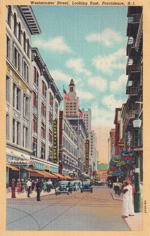 PROVIDENCE, Rhode Island, PU-1940; Westminster Street, Looking East