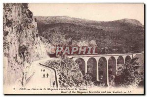 Old Postcard Eze Moyenne Corniche Road and Viaduct