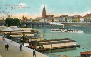 Germany navigation themed postcard Frankfurt paddle cruiser pier