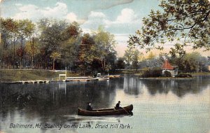 Boating on the Lake Druid Hill Park - Baltimore, Maryland MD Postcard