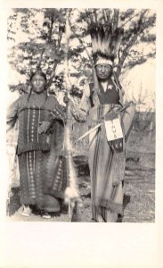 Native American Indians Man and Woman Real Photo Vintage Postcard AA67767