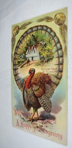 Building House at Plymouth Turkey Thanksgiving Postcard Sampson Brothers 1920